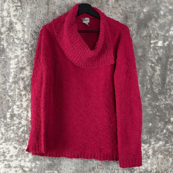 Chicos Size 1/M Mock Neck Sweater Pink Long Sleeve Pullover Outdoor Chunky Knit - Picture 1 of 7